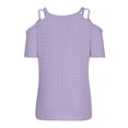 thumbnail image 4 of Sevevn Women's Summer Short Sleeve Off Shoulder V-Neck Casual Lace Up T-shirt Womens T-shirt, 4 of 6