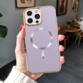 thumbnail image 2 of for iPhone 15 Pro Case Magnetic Ultra Slim Plating Design, TPU + PC Hybrid Shockproof Anti-Scratch Back Cover, Lightweight Drop Protective Phone Case Cover for iPhone 15 Pro, Purple, 2 of 7