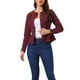 thumbnail image 4 of CHAQUETA DE JEANS PARA MUJER INSPIRADA CHIC, CON BOTONES, HEM PEPLUM, MANGAS LARGAS, CORTA, COLOR BURDEOS, TAMAÑO XS, 4 of 6