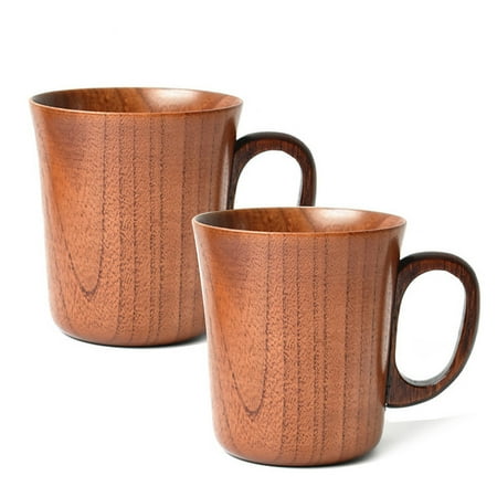 

2PCS Solid Jujube Mug Wooden Coffee Beer Mugs Wood Cup Handmade Tea Cup with Handle for Coffee Beer Tea Juice Milk New