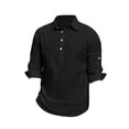 thumbnail image 4 of Blczomt Mens Polo Shirt Long Sleeve Plain Polo Black Dress Shirt Collared Button Casual Mens Clothes Clearance Sale, 4 of 5