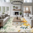 thumbnail image 3 of Rectangle Area Rugs 5 x 7 Ft, Daisy Spring Floral Non-Slip Residential Carpet, Farmhouse Botanical Green Leaves Indoor Crawling Mats Runner Rugs for Living Room/Dining Room/Bedroom, 3 of 8