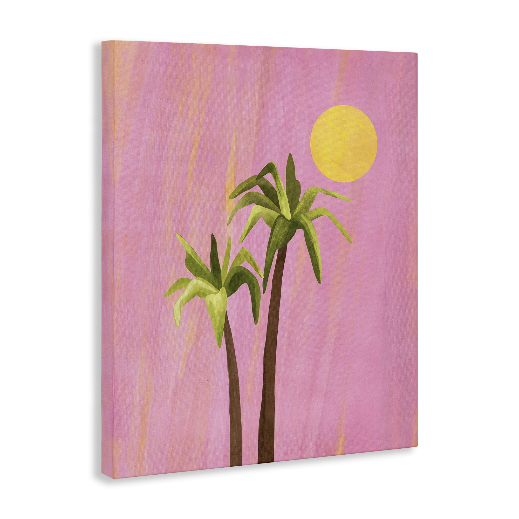 Stupell Industries Sunny Palm Trees Pink Plants & Flowers Painting Wrapped Canvas Art Print Wall Art, 16 x 20