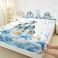 thumbnail image 3 of jejeloiu Cartoon Castle Full Size Sheets,Blue Cute Butterfly Bed Sheets,Fairy Tale Theme Sheet Sets For Girl Kids,Ultra Soft Home Decor,4pcs, 3 of 7