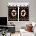 thumbnail image 5 of Western Stars Brown Kitchen Curtains Short 45 Inch Length, Farmhouse Country Vintage Wood Grain Grommet Top Bedroom Living Room Curtains, Light Filtering Cafe Curtain Drapes 2 Panels Set 84''x45'', 5 of 9