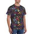 thumbnail image 4 of Yiaed Flowers And Birds Print Mens Short Sleeve Tight Fit T-Shirt, Crewneck Casual Tee-XX-Large, 4 of 5
