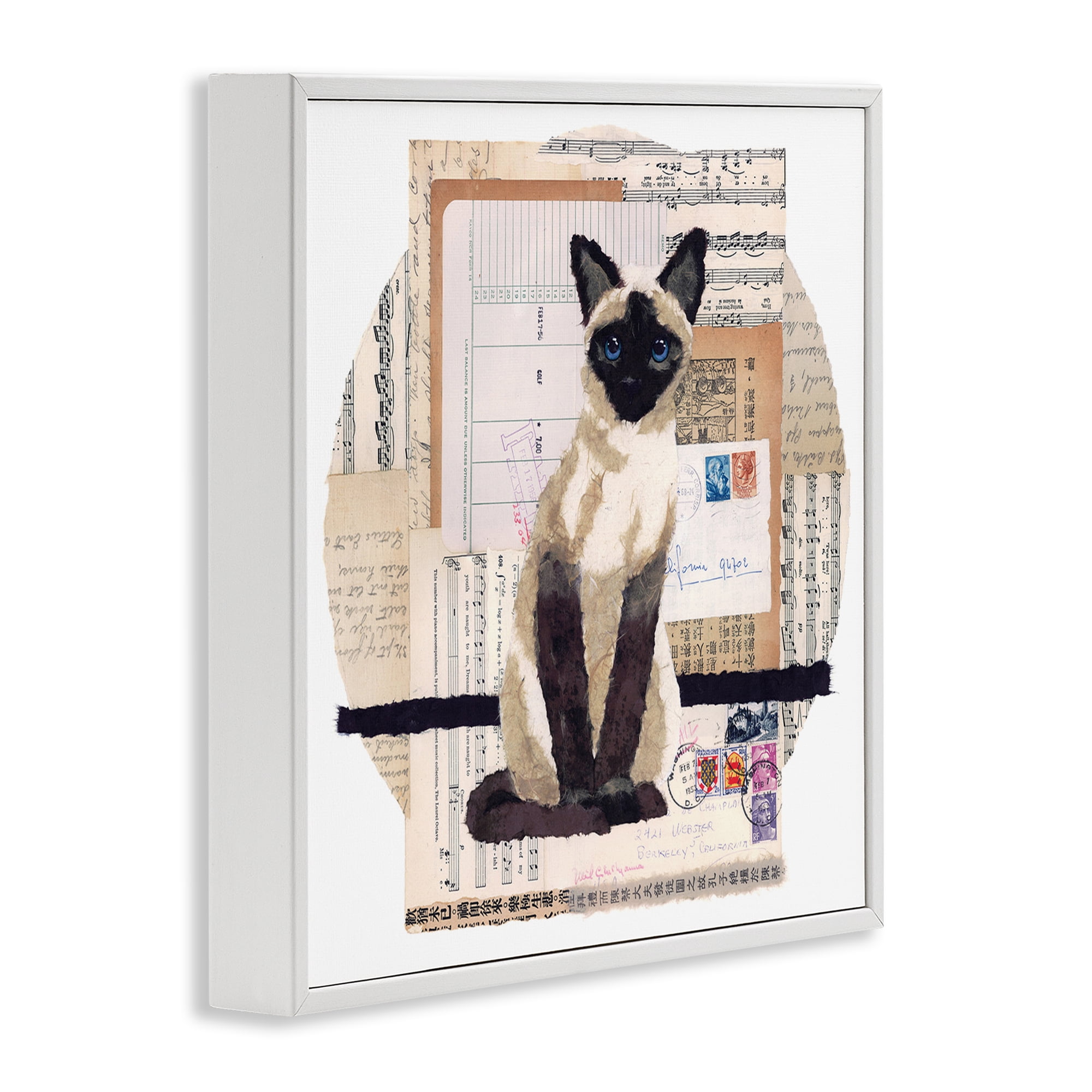 Stupell Industries Siamese Cat Collage Animals & Insects Painting White Framed Art Print Wall Art, 17 x 17