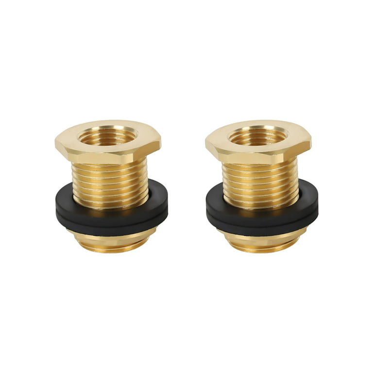 Miumaeov 2PCS Threaded Bulkhead Fitting Kit Brass Bulkhead 1/2 Female NPT  and 3/4 Male GHT Brass Water Tank Connector with Rubber Ring Hose Adapter