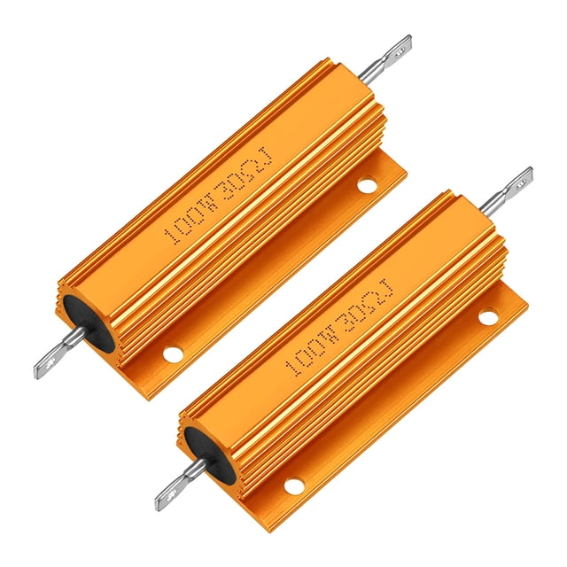 Unique Bargains Aluminum Case Resistor 100W 30 Ohm Wirewound Chassis Mounted Resistor Yellow 2Pcs
