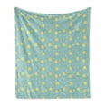 thumbnail image 1 of Night Soft Flannel Fleece Throw Blanket, Pattern of Nursery Theme Cartoon Moon and Stars Sleep Time Illustration, Cozy Plush for Indoor and Outdoor Use, 70" x 90", Seafoam Pastel Yellow, by Ambesonne, 1 of 5