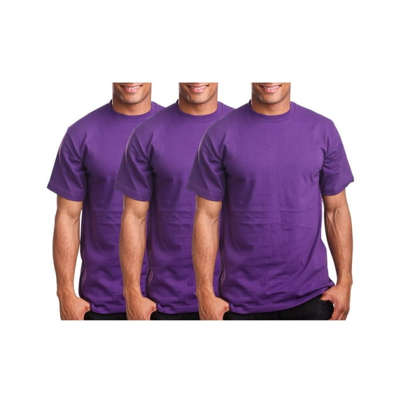 J. METHOD Men's Basic T Shirt – 3 Pack Short Sleeve Crewneck Soft Solid Tee Casual Top Tshirt NEMT119 Purple 4XL
