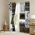 thumbnail image 3 of Bear Deer Curtains, Rustic Cabin Patchwork Blackout Curtains 42"Wx84"L 2 Panels, Buffalo Plaid Curtains & Drapes Farmhouse Cowboy Woodland Window Curtains Teens Adult Bedroom, Brown Gray, 3 of 5