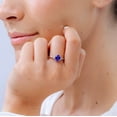thumbnail image 3 of ANGARA Natural Solitaire Oval Tanzanite and Diamond Promise Ring in 14K White Gold for Women (Size-6x4mm) | December Birthstone, Birthday, Anniversary, Jewelry Gift for Women | Natural Tanzanite Ring, 3 of 9