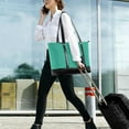 thumbnail image 5 of FORMRS Canvas Laptop Tote Bag for Women with 15.6" Computer Compartments Shoulder Handbag, Green Cat, 5 of 7