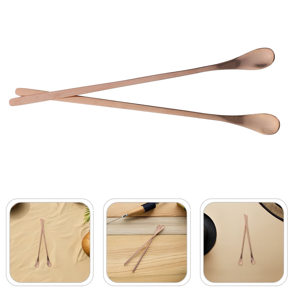 BESTYASH Long Handle Reptile Spoon Rose Plated Gold Stainless Steel for Easy Feeding 2Pcs
