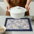 thumbnail image 4 of Unique Bargains Set of 6 Rustic Washable Table Mat Placemats with Lace Trim Blue Rose, 4 of 6