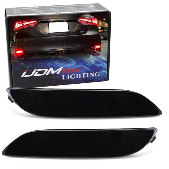 OEM-Spec Dark Smoked Lens 24-SMD LED Bumper Reflector Lights For 2018-up Toyota Camry, Function as Tail, Brake Lamps