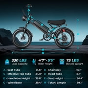 Jasion YR16 Electric Bike for Adults, 500W Motor 48V 12.5AH Removable Battery E-Mountain Bike, 16 Fat Tire Off-Road Electric Dirt Bike, 55 Miles Ebike for Teens, UL2849