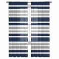 thumbnail image 3 of Navy Blue Grey Striped Sheer Curtains 72 Inches Long 2 Panels Set, Window Sheer Curtains for Living Room/Bedroom, Gradient Horizontal Lines Light Filtering Rod Pocket Curtain 52'' x 72'' x 2, 3 of 7