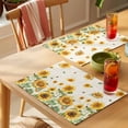 thumbnail image 4 of Yellow Sunflower Placemats Set of 8 Vintage Country Bee Farmhouse Floral Place Mats Indoor Wipeable Table Mats Washable Cloth Dining Table Placemats for Kitchen Holiday Party Home Decor 13x19 Inch, 4 of 9