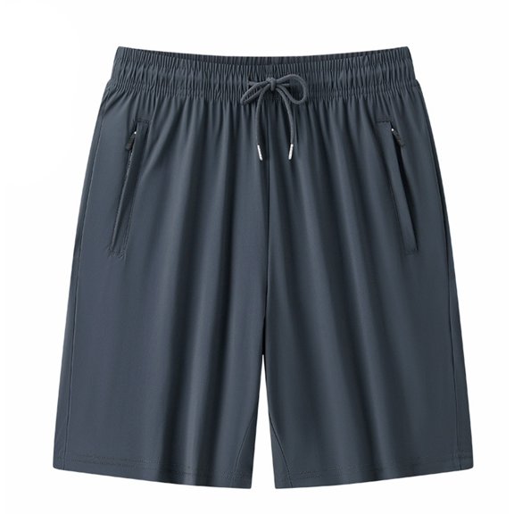 Men's Ice Silk Athletic Shorts Nylon Stretch Quick Dry Elastic Waist Plus Size Running Training Knee Length Bottoms,Grey,XXL