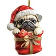 thumbnail image 3 of LmnLft Dog Acrylic Christmas Ornament, Cute Dog in Red Gift Bag Christmas Flat Acrylic Decorations, Fun and Festive Xmas Tree Hanging Decoration for Party Holiday Home Decor, Gift for Dog Lover, 3 of 9