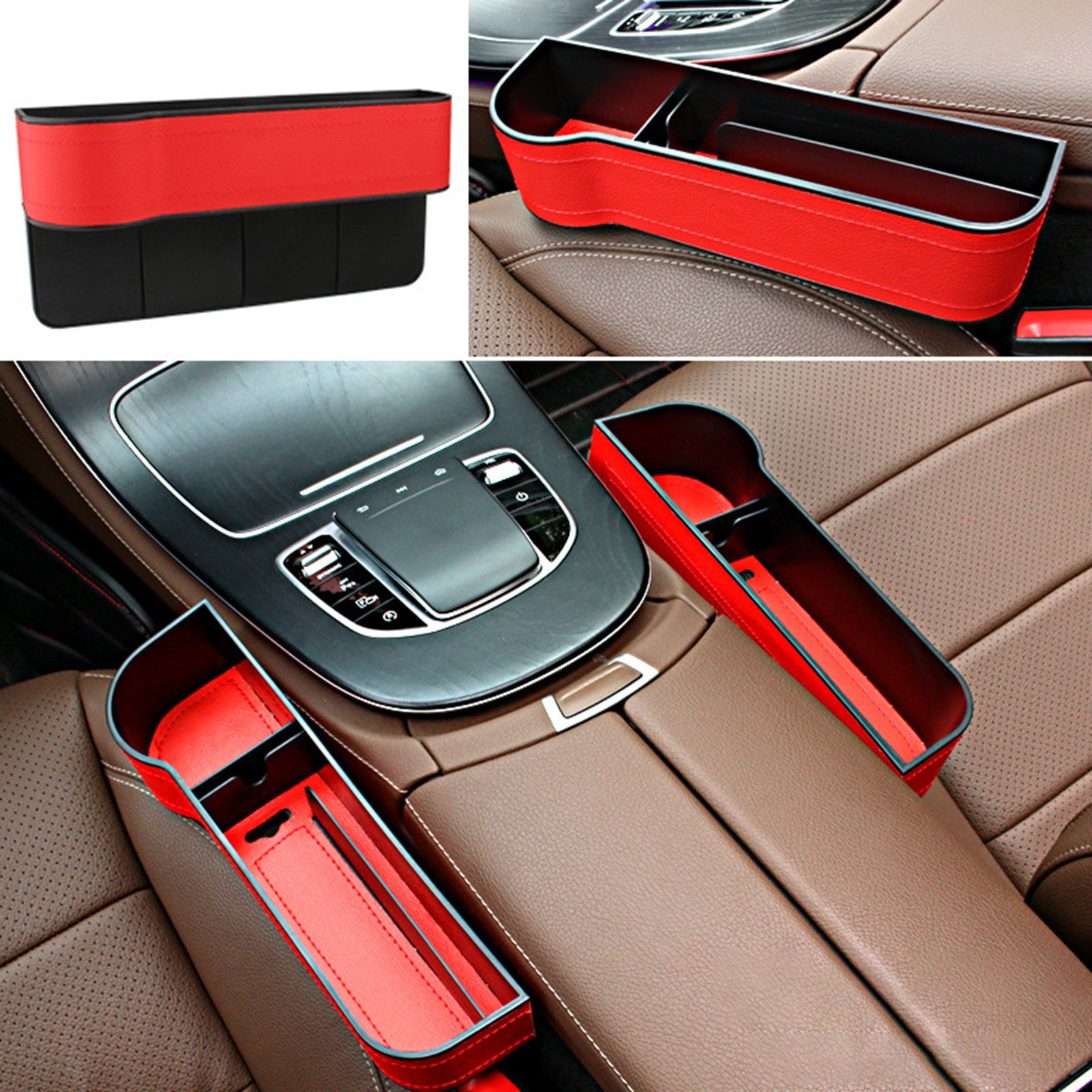  DEEYOTA 2 Pack Car Seat Gap Filler Organizer for Driver Side  and Passenger Side Auto Console Side Storage Box Organizer for Car Front  Seat (Red) : Automotive