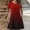 Red, variant on Crew Neck Summer Dresses Mid-Length Red with Pocket Short Sleeve Gradient Loose Fit Basic Shift Dress