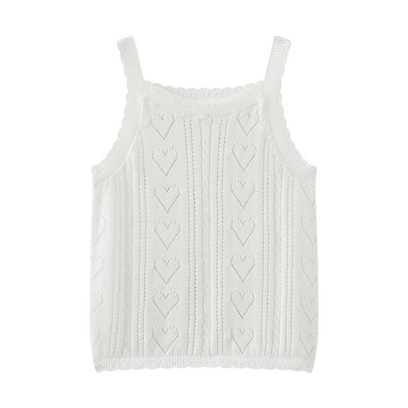 Jalioing Girls Knitted Camisoles Summer Lightweight Crochet Tank Tops Toddler Girls Cute Sleeveless Sweater Tops