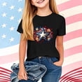 thumbnail image 2 of FAVIPT Girls Fourth of July Tshirt Kids 250th Anniversary Shirt Stars and Stripes Shirts Red White Blue Independence Day Tops Black,11-12 Years, 2 of 7