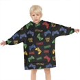 thumbnail image 3 of Colorful Games Text Black Pattern Blanket Hoodies for Kids 6-13YR Oversize Wearable Blanket Hoodies for Boys Girls Teens, 3 of 7