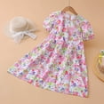 thumbnail image 4 of WAVSUF Kids Girls Floral Sundress Crew Neck Puff Sleeve Cotton Comfort Summer Casual Fashion Dress White Size 8, 4 of 5