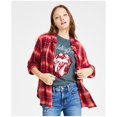 thumbnail image 1 of Lucky Brand Womens Cloud Plaid Boyfriend Button Up Shirt, mediumred, S, 1 of 1