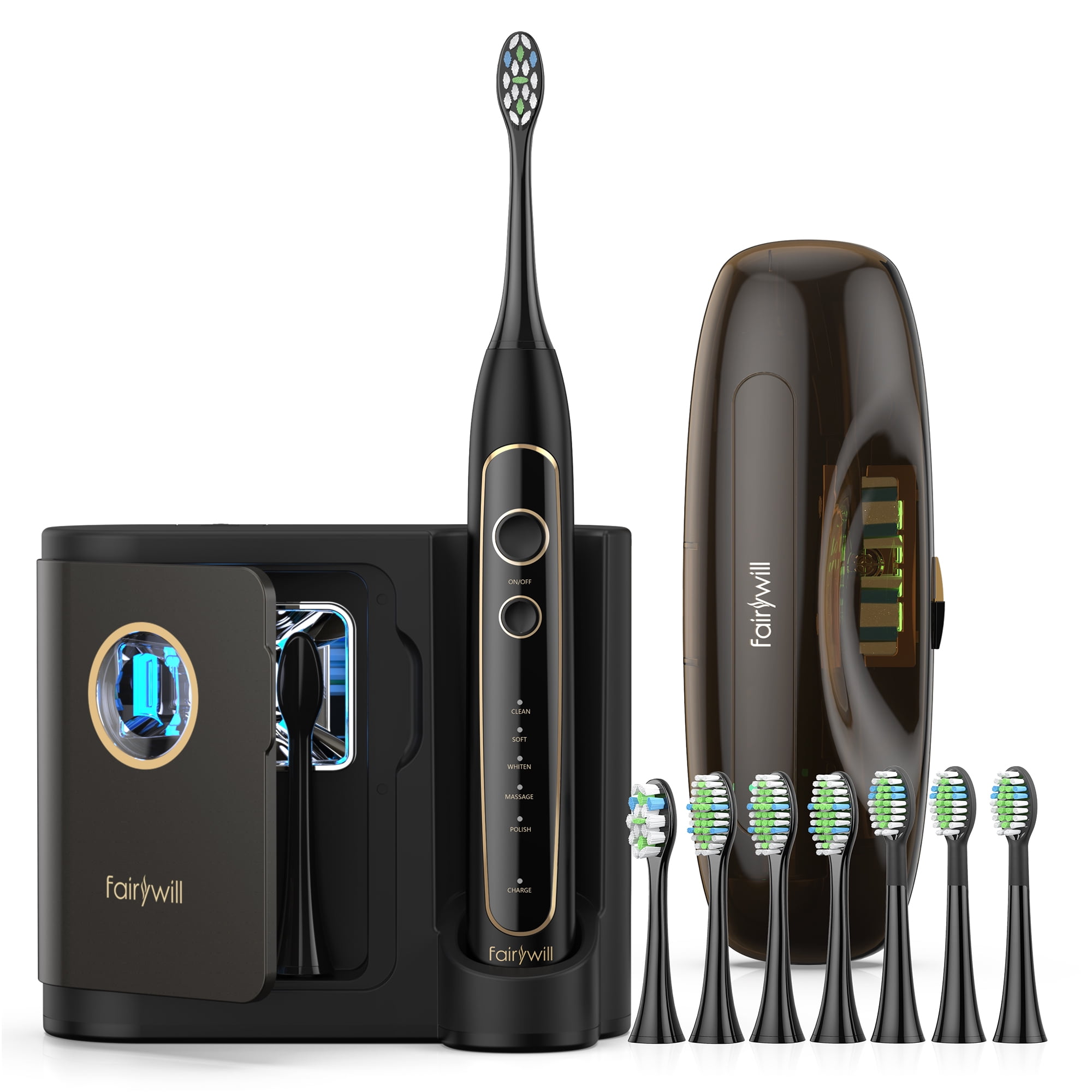 FairyWill Sonic Rechargeable Electric Toothbrush with 5 Modes Clean Polish 