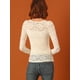 thumbnail image 5 of Top de encaje de blubordade manlarcon soplo semitransparente vintage pamujer Beige S, 5 of 6