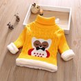 thumbnail image 2 of Odeerbi Toddler Boys Girls Fleece Lined Turtleneck Sweater Winter Thermal Cable Knit Sweater 1-12 Years Kids Owl Print Loose Velvet Sweater Long Sleeve Sweater Toddler Clothes Yellow, 2 of 7