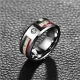 thumbnail image 4 of JQUEEN 8mm Silver Tungsten Wedding Rings Red + Green Guitar Strings with Cubic Zirconia, 4 of 5