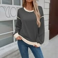 thumbnail image 2 of Duoif Womens Sweatshirt, Women's Contrast Trim Sweatshirt - Lightweight Crewneck Pullover Sweatshirt for Women Grey XL, 2 of 9