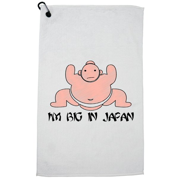 Sumo Man Big Hero I'm Big In Japan Golf Towel with Carabiner Clip