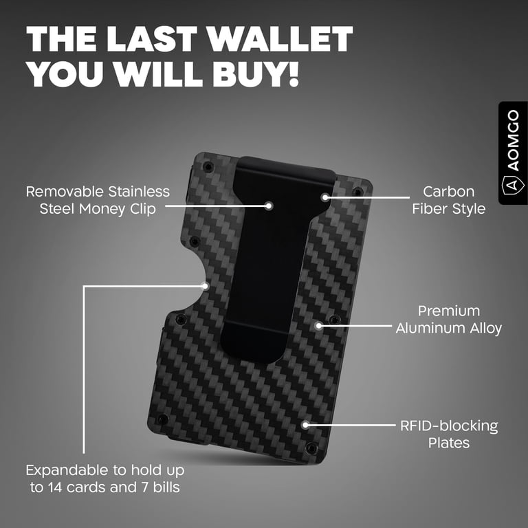 Aomgo Slim Wallet for Men, Carbon Fiber RFID photo 2