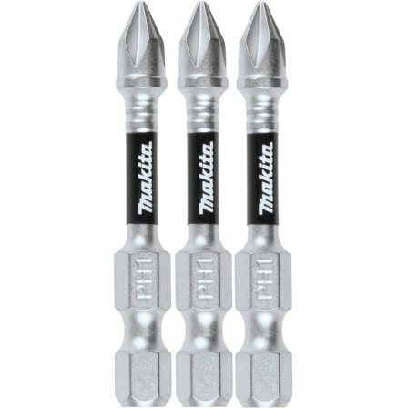 Makita Impact XPS #1 Phillips 2"" Power Bit Matte Nickel 3/Pack