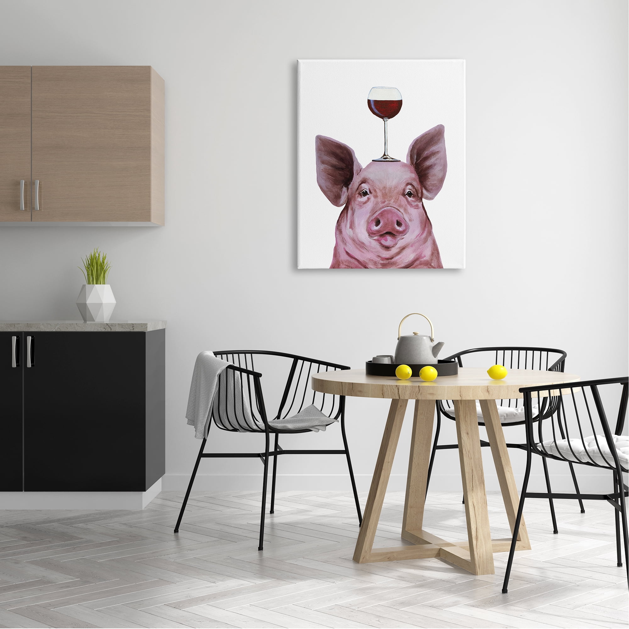 Stupell Industries Cute Farm Pig Looking Holding Wine Glass , 30 x 40, Design by Coco de Paris