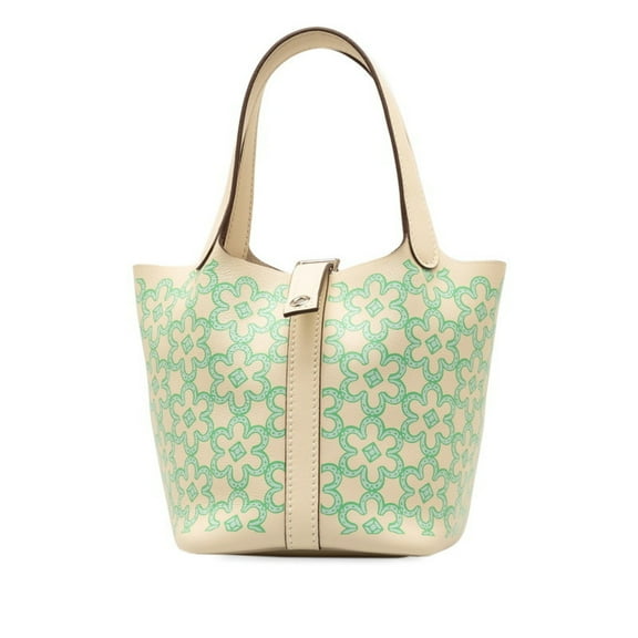 Pre-Owned Hermes Picotin Lock Micro 14 Lucky Daisy Handbag Nata Vert Swift Women's HERMES (Good)