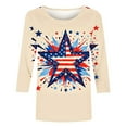 thumbnail image 4 of American Flag Shirts Womens Red White and Blue Shirts for Women Patriotic T Shirts Women Patriotic Tops for Women Fourth of July Tees Casual Crewneck 3/4 Sleeve Loose T Shirt Ladies Blouses Shirts, 4 of 5
