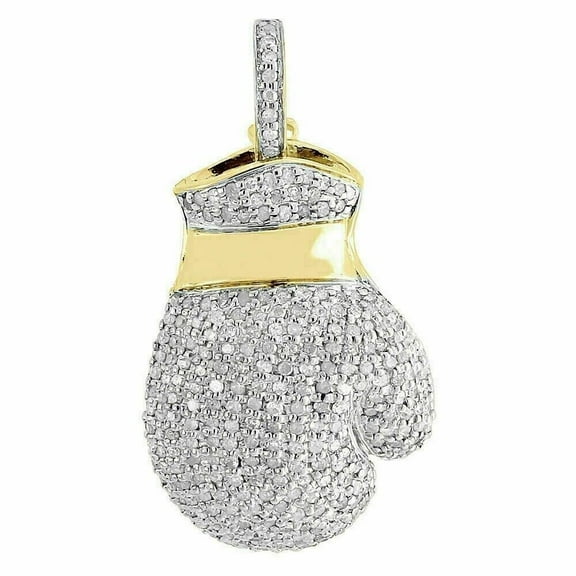 14K Yellow Gold Plated 1.20CT Round Cut Real Moissanite Boxing Gloves Pendant