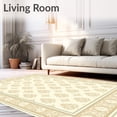 thumbnail image 2 of Flatwoven High Traffic Area Rug, Heritage Trellis with Filigree Scrollwork and Baroque Floral Motifs, Non Slip, Stain Resistant, Washable Area Rugs for Living Room, Bedroom(Beige, 5X7), 2 of 8