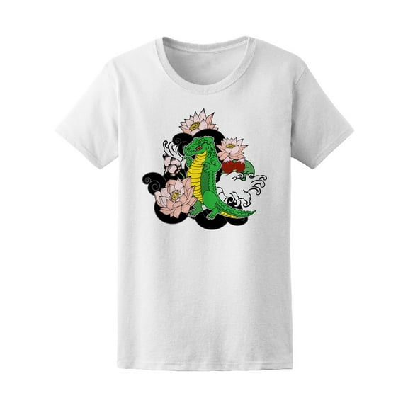 Beautiful Crocodile Lotus Flower Tee Women's -Image by Shutterstock