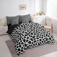 thumbnail image 2 of Castle Fairy Teens Minimalist Giraffe Pattern 7-Piece Twin Bedding,Animal Print Bedding Comforter Set,Black White,Black Reversible, 2 of 7