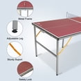 thumbnail image 3 of 6ft Mid-Size Foldable Portable Ping Pong Table Christmas Gift – Indoor Outdoor Game Set with Net 2 Paddles & 3 Balls, 3 of 10