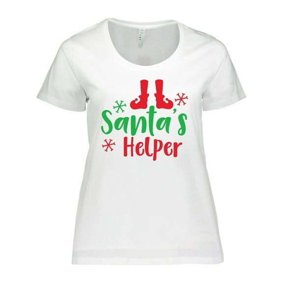 Inktastic Santa's Helper, Elf Shoes, Snowflakes, Christmas Women's Plus Size T-Shirt